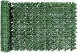 Pantalla de valla decorativa artificial de hiedra, 3 x 1 m Valla de jardín de hoja artificial verde Rollo de seto de privacidad Panel de pantalla de valla de hiedra, decoración de pared exterior