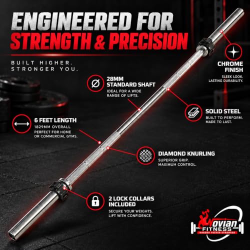 NOVIAN FITNESS Store NOVIAN FITNESS 6FT Straight Barbell Rod - Image 3