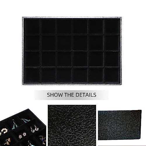 Image of Wudygirl Jewelry Organizer Tray for Drawer 24 Grid Earring Holder Organizer Removable Dividers for Ring Earring Bracelet(24 Grid)