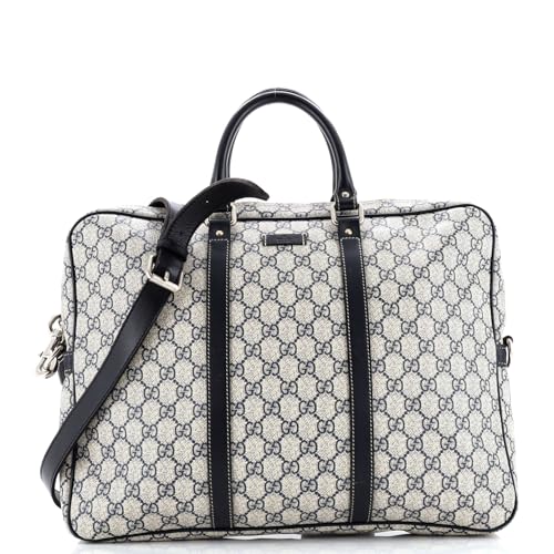 Pre-Loved Convertible Briefcase GG Coated Canvas with Leather Large, Blue