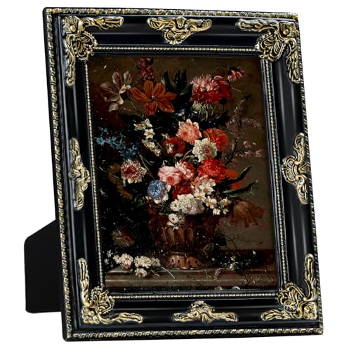 Image of 8x10 Black Vintage Picture Frame Ornate Baroque Gothic Victorian Frames with Mat for 5x7 or 8 x 10 Photos, Tabletop or Wall Display, Antique Home Decor Accent