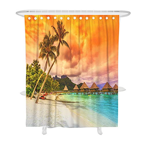 Fansu Shower Curtains Mould Proof Resistant Waterproof 3D Printed Bath Curtain for Bathroom with 12 Hooks Polyester Fabric Cartoon Creative Home Decor (yellow,90x180cm)