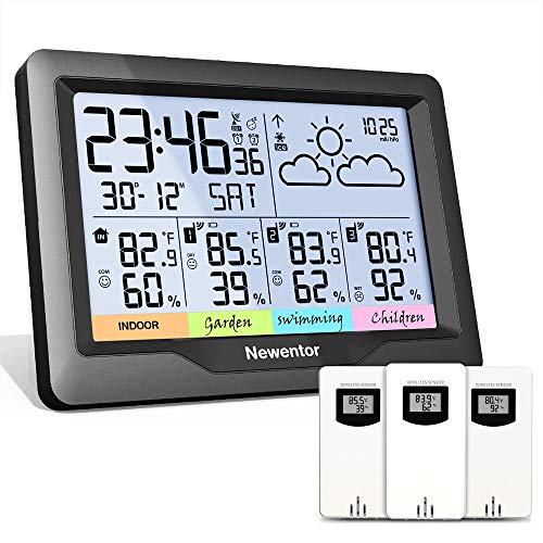Newentor Weather Station with 3 Outdoor Sensors, Wireless Weather