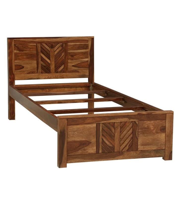 Image of Wudniture Solid Sheesham Wood Single Bed I Sheesham Wood Single Size Bed-Brown Finish