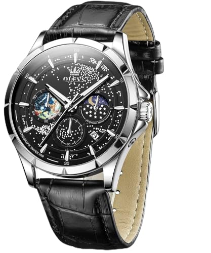 Montre pour homme OLEVS à quartz avec un cadran ciel étoilé et lune