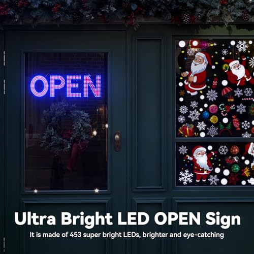 Image of LED Open Sign for Business 22 inchLx7 inchH with 10 Dimming Levels,3 Modes & Adjustable Chain - Ultra Bright Storefront Signs for Window Glass Door Shop Retail Restaurant Salon(Red&Blue)