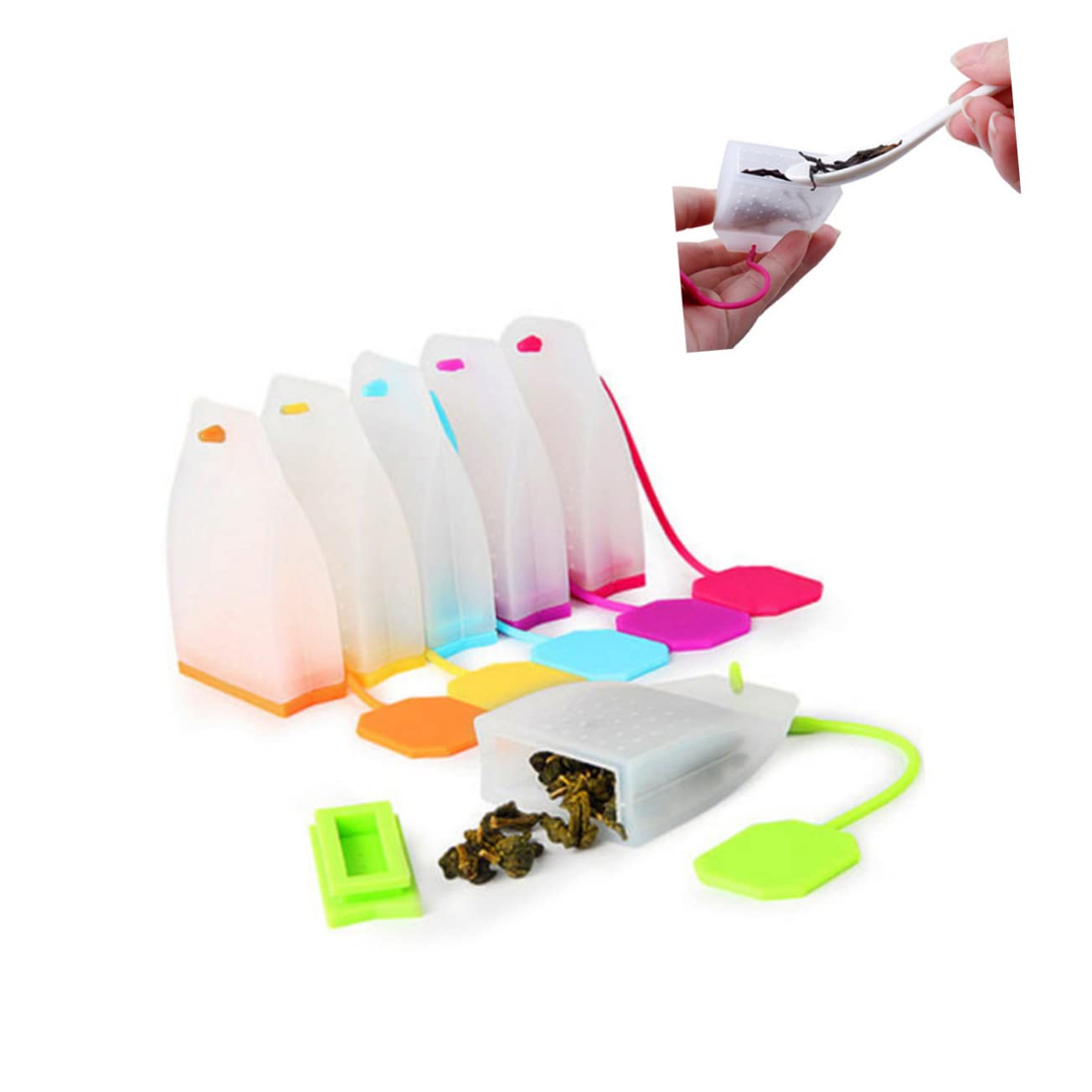 PRETYZOOM 18piezas Filtros De Té De Silicona Reutilizables Infusor De Té Práctico Para Tazas Teteras y Mugs Fácil De Limpiar y Usar Color Aleatorio