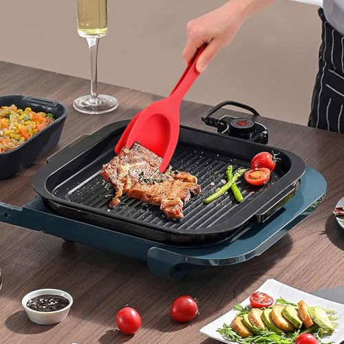 Versatile 2-in-1 Egg Flipper Spatula and Tongs - 2 PCS Non-Stick Heat-Resistant Kitchen Tools for Pancakes, Fish, and Omelets in Black and Red - Image 2