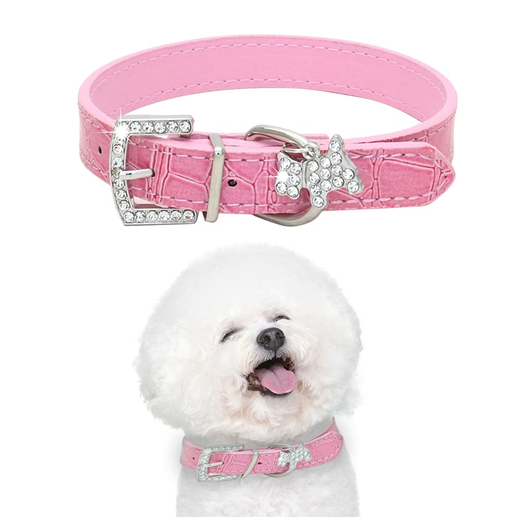 Lnrueg Breathable Decoration Small Medium Dazzling Pet Collar Adjustable Fashion Breathable Classic Dog Training Collar for Small Dogs