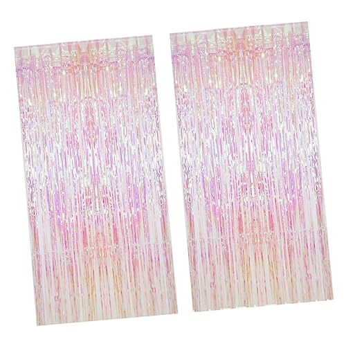 KOMBIUDA 2sets Rainbow Tinsel Curtains Easy to Install Rain Tassel Backdrop for Birthday Wedding and Party Decorations Photo Prop for Memorable Moments