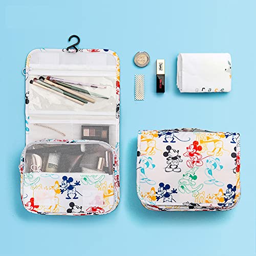Finex Mickey Colorful Cartoon in White Background Toiletry Shower Bag with Handle and Hanging Hook for Travel Skincare Cosmetic Makeup Tools2