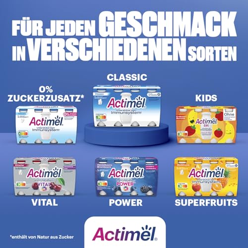 ACTIMEL Joghurt Drink Classic 0,1% fett 8x100g mit 20 Milliarden L. Casei Joghurtkulturen und den Vitaminen B6 und D, ohne Zuckerzusatz