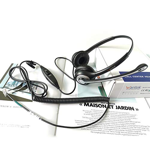 Wantek Rj9 Telephone Headset With Microphone Noise Cancelling, Office Phone Headset Compatible With Plantronics S12 Polycom Vvx310 Vvx410 Vvx411 Avaya 1416 Shoretel 230 Allworx Nec Landline Phones #TOP5