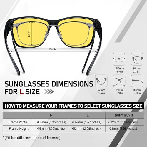 HAOLOTA Over Glasses Sunglasses for Women Men Polarized Square Fit Over Shades for Driving UV400 Protection3