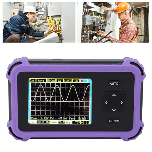 Handheld Small Oscilloscope, 8.33MS S Sampling Rate 1MHZ Bandwidth Mini Portable Digital Oscilloscope with Automotive Diagnostics, Easy Probe Calibration, for Beginners Teaching