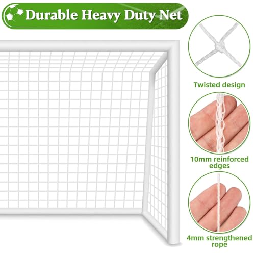 RAINFLOW Soccer Goal Net Replacement - 12x6 Ft Football Net for Kids Youth Adults Football Training Sports,Economy Replacement Soccer Nets for Backyards, Schools, Beaches (Include 15 Adhesive Straps)
