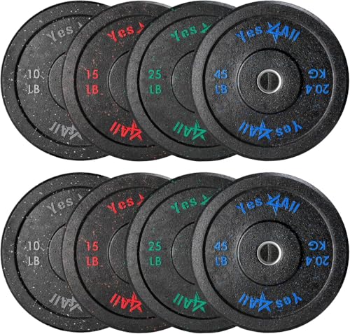 Yes4All 2 Inch Bumper Plate - Olympic Rubber Weight Plate for Weightlifting and Strength Training - Durable Rubber with Steel Hub - 190LB Plate Set