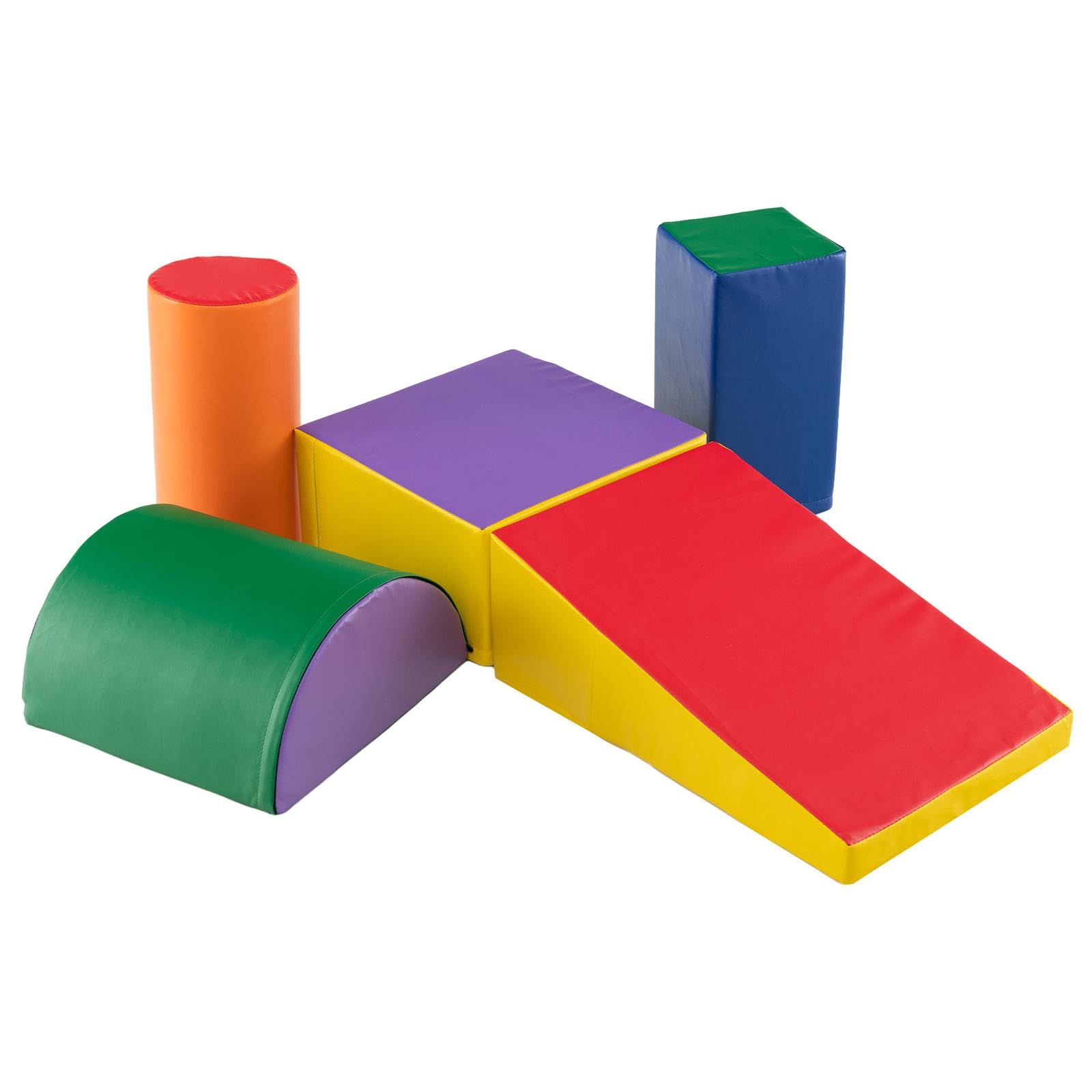 GYMAX Kids Climb and Crawl Play Equipment, 5-Piece Baby Soft Foam Blocks, Toddlers Lightweight Activity Play Set for Climbing Crawling (Colorful) โ image 1