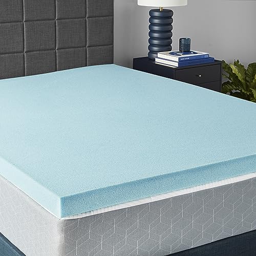Amazon Basics Cooling Gel-Infused Alternative Latex Queen Mattress Topper, CertiPUR-US Certified...
