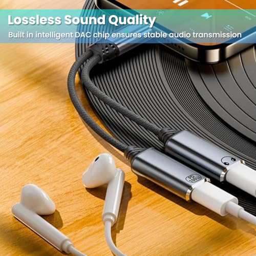 Image of Verilux 2 in 1 Type C to Type C Audio & Charging Connector, PD 100W USB C Male to Female Cable Fast Charging with Simultaneous Wired Headphone Connection for iPhone 16 /15 /Plus /Pro /Max, Galaxy S25 /S24