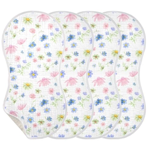 Baby Burp Cloths, Soft Absorbent Burping Cloths for Babies, Cotton Milk Spit Up Rags, Large Size for Newborns, Baby Boys and Girls (Watercolor Daisies)3