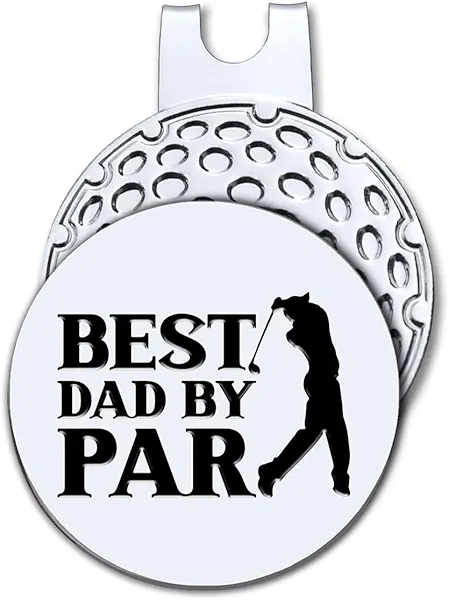 Hafhue Best Dad by Par Golf Ball Marker with Magnetic Hat Clip, Funny Golf Accessories and Golf Gifts for Men Dad Grandpa, Birthday for Golf Fan Golfer Golf Lovers (GM036)