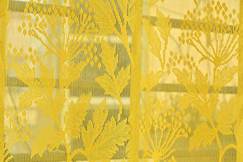 Image of Galaxy Home Decor Transparent Lily Net Curtain Sheer Curtains for Door 7 Feet, Pack of 2, Yellow