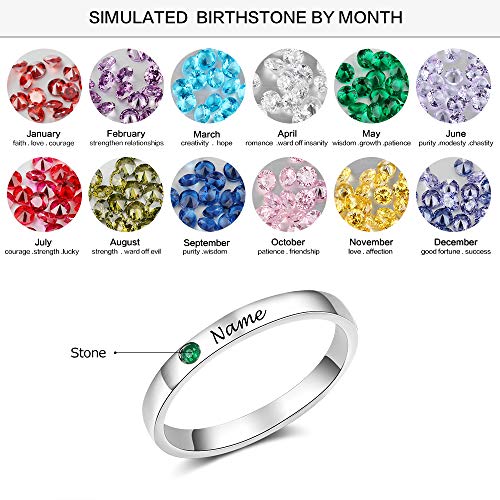 Personalized Simulated Birthstone Rings Custom Engraved Names Best Friend Rings Valentines Birthday Gifts for Women2