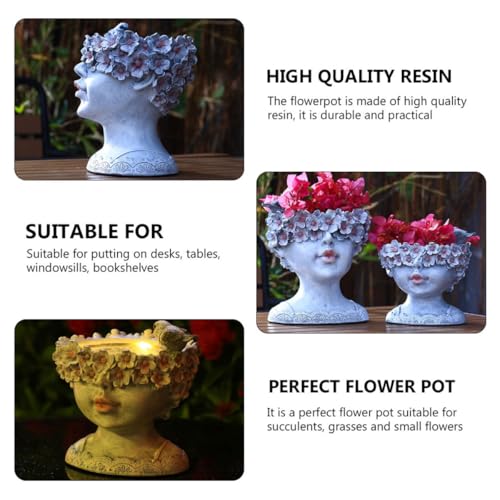 Pot de fleurs unique résine fille décoration chic table succulentes - 7
