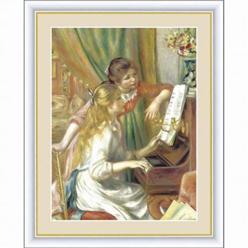 Amazon.co.jp: ルノワール『ピアノに寄る少女たち』高精彩工芸画+手彩