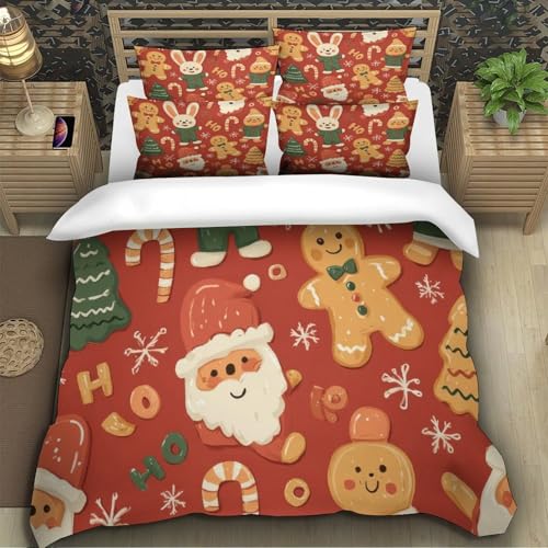 Biscuits de Noël parure de lit microfibre 140x200 pour chambre d'ado festive