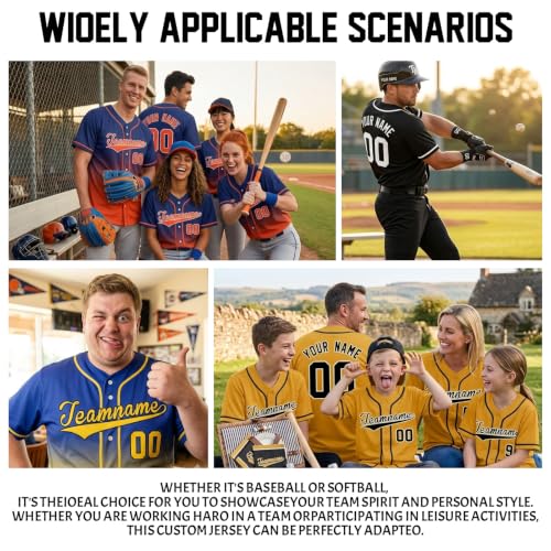 Jersey de béisbol personalizado con nombre y número, uniforme de equipo con botones cosidos, para hombres, mujeres y jóvenes miniatura 2