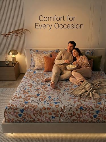 Image of Mafatlal 125 GSM Merino Double Bedsheet with Pillow Covers | 90 x 100 Inches | Soft, Breathable & Lightweight | Beige | 3 Piece Set