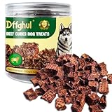 Dffghul Dog Beef Treats, Rawhide Free Grain Free Snack Chewy Beef Cubes for Dogs Natural Low Fat Dog Training Rewards-100g