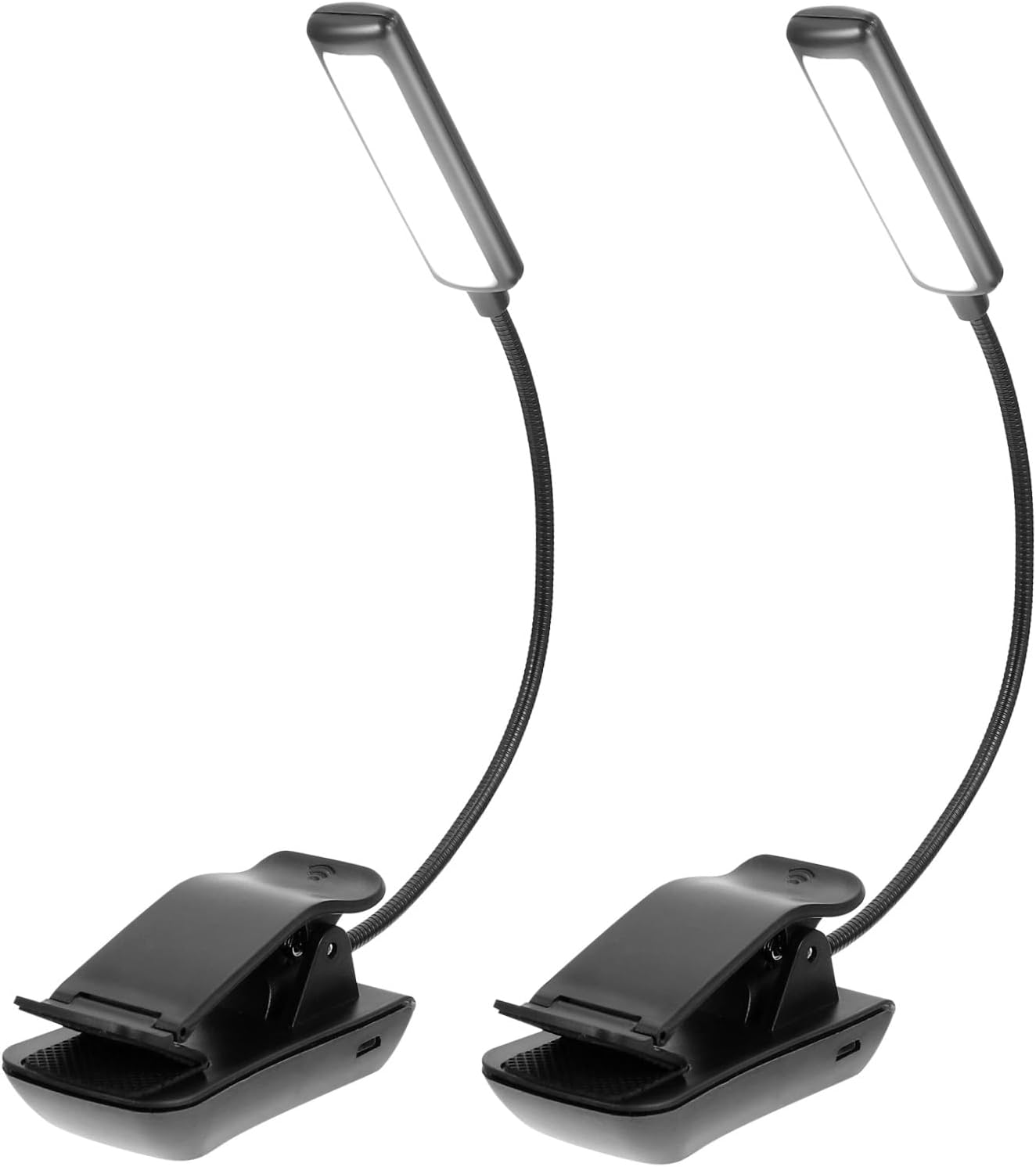 Led Clip Lamp Rechargeable Reading Light for Bed Music-Playing Light Led Adjustable Lamp Black 2 Sets