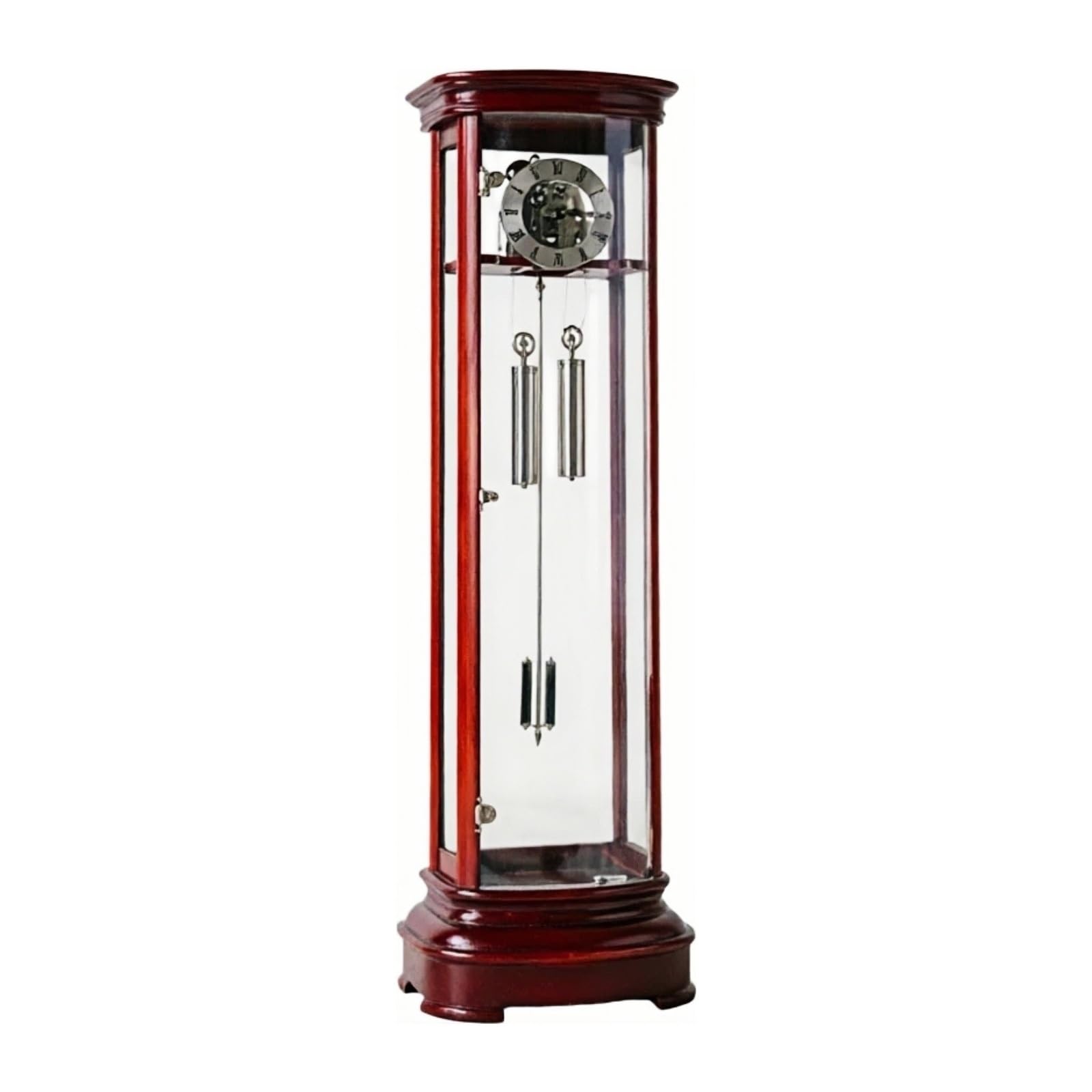 WANGHAI-666 Grandfather Clocks Wood Grandfather Clock Floor Mechanical Roman Numeral Glass for Home