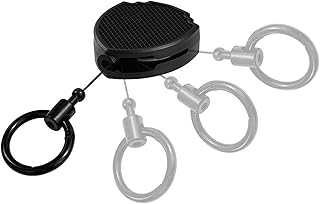 ヘビーデューティ リトラクタブル キーホルダー - ヘビーデューティーキーリング - バッジホルダー キーチェーン 60cm 鋼製 コード 付き | アウトドア キャンプ ハイキング 登山 釣り 仕事 学校用