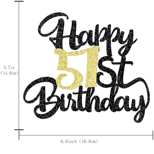 Image of 51st Happy Birthday cake topper happy birthday cake decoration 51st birthday party decoration gift plugin