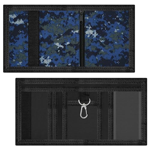Image of AI-DEE RFID Trifold Canvas Outdoor Sports Wallet for Kids - Front Pocket Wallet with Magic Sticker (Digital Gray2)