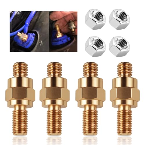 4 Set Side Post Battery Terminal Extension Bolt with Nuts 3/8-16 Coarse and 3/8-24 Fine Teeth Side Post Battery Bolts Batteries Terminal Bolt for Reliable Current Transfer (B-4PCS)