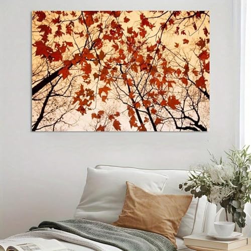Affiche peinture murale feuille d'érable rouge géante 80 x 135 cm
