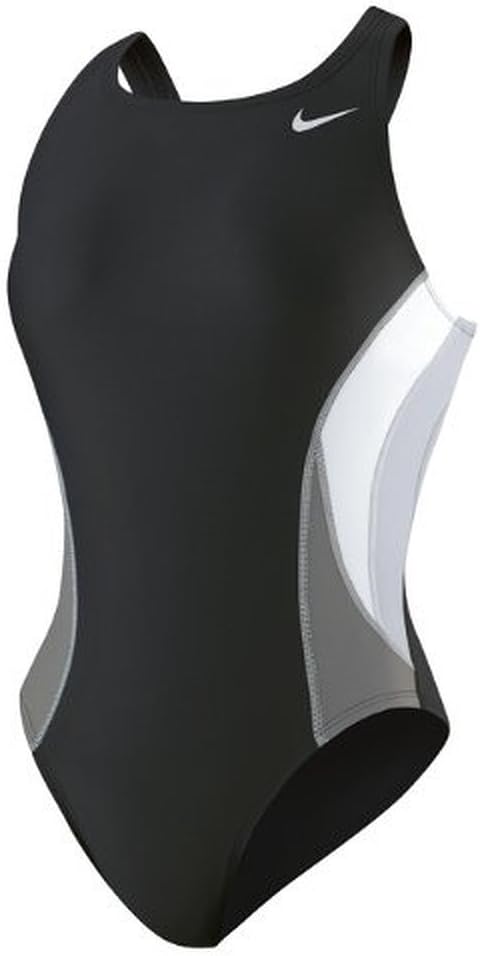 Nike Swim Women's Team Color Block Power Back One Piece Swimsuit, Black/White