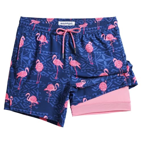 Image of maamgic Mens 5 Inch Stretch Swimming Shorts Compression Liner Swim Trunks Swimwear Bathing Suits Beach Wear Swim Suits