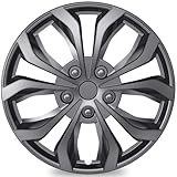 TangMiGe 4-Pack Universal Hubcaps Wheel Covers Replacement R17, Steel Wheel Rim Cover for Most Cars Trucks Sedans SUV, 17' 17 in Hub Caps (Gray Color, 17 inch)