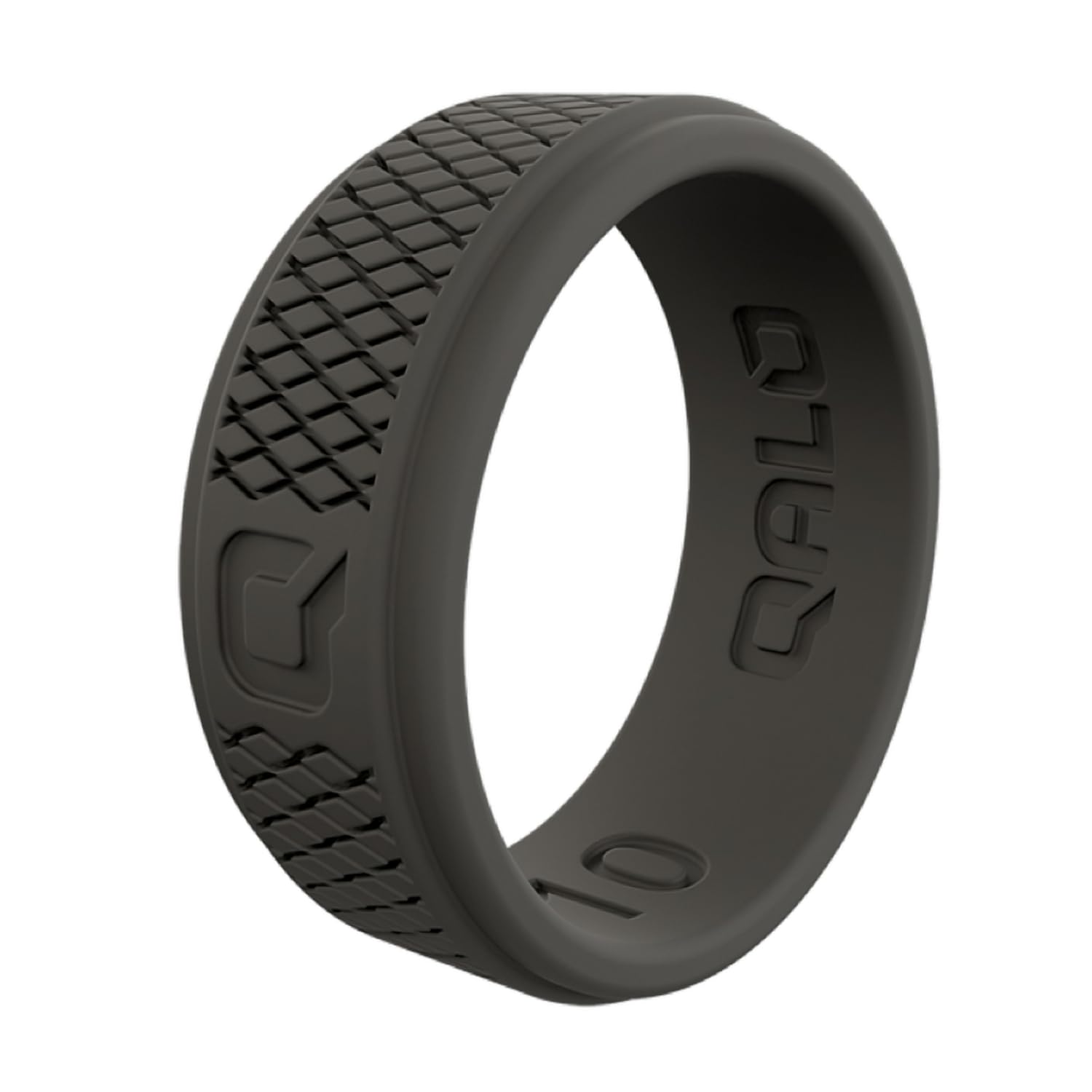 QALO Silicone Ring for Men - Mens Crosshatch Design with Breathable & Durable Silicone with Q2X - Comfort Fit Mens Silicone Wedding Bands - Rubber Engagement Rings for Him
