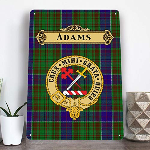 Scottish Clan ADAMS, family tartan A4 metal sign plaque wall art