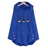 Mankalvxy Womens Jumper Pullover Long Sleeve Hoodie Jersey Plus Size Flannel Cat Print Oversized...