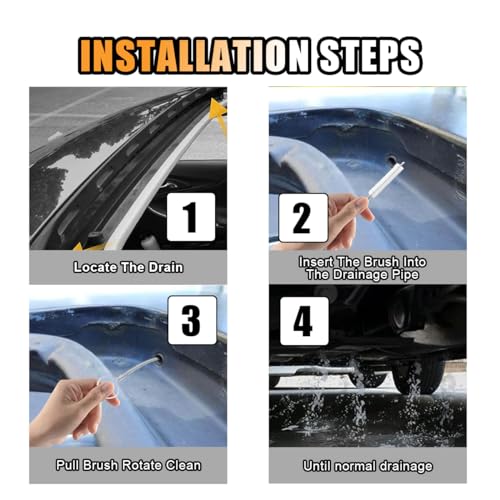 Image of JOYCOURT 60 Inch Long Drain Perforated Brush Auto Sunroof Flexible Cleaning Tool Nylon Spring Brush Car Hose Pipe Cleaner for Cleaning Car /Refrigerator Drains, Feeding Tubes, Straws