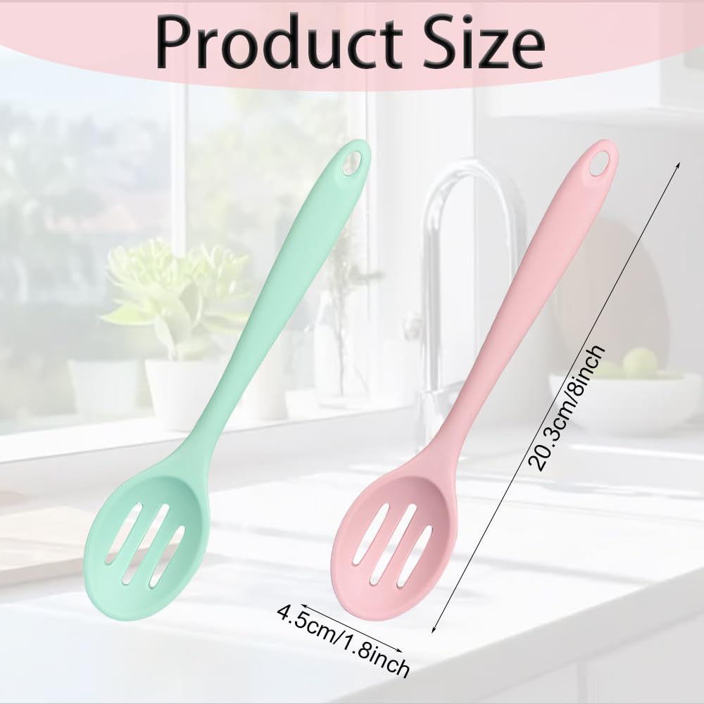 2 PCS Silicone Slotted Spoons Nonstick Cooking Spoon Heat-Resistant Kitchen Spoon Mixing Spoons for Kitchen Cooking Baking Stirring Mixing Tools - Image 2