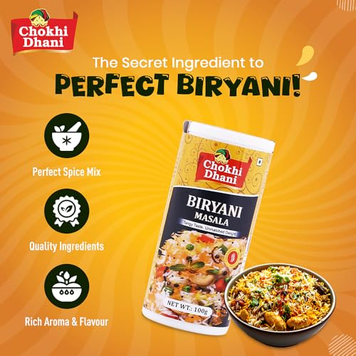 Image of Chokhi Dhani Biryani Masala Powder 100g | Hyderabadi & Lucknowi Style Biryani Spice Mix | Authentic Dum Biryani Masala | Aromatic Indian Rice Masala for Veg & Chicken Biryani | No Artificial Colours